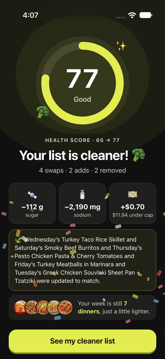 Your list is cleaner: 4 swaps, 2 adds, 2 removed